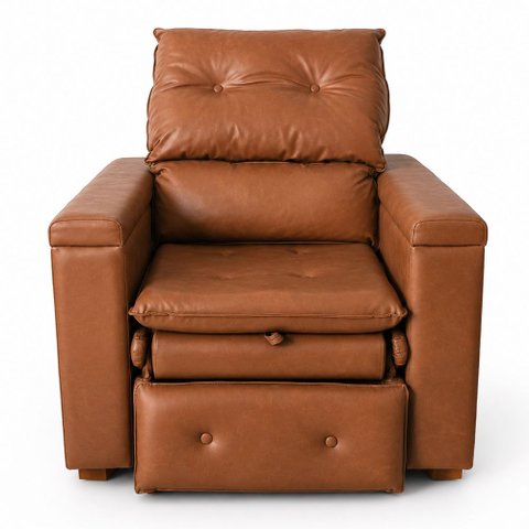 Poltrona do Papai Retrátil Reclinável Confortável Courino Caramelo - Sallar Home