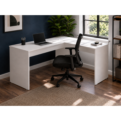 Mesa em L 1200 x 1500 mm Auxiliar - Linha Studio: Branco