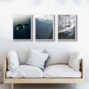 Ver imagem 1 de Kit 3 Quadros Fotografias Águias Voando 33x24cm:madeira Branca