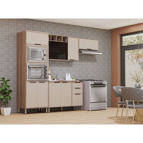 Cozinha Modulada Compacta 4 Peças com Espaço para Forno e Micro-ondas sem Tampo Aspen Luciane Móveis