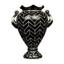 Ver imagem 1 de Vaso em cerâmica Dolomita, e acabamento Glaze com fundo preto e pintura estilo "Chevron" cor branca