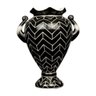 Vaso em cerâmica Dolomita, e acabamento Glaze com fundo preto e pintura estilo "Chevron" cor branca - 1