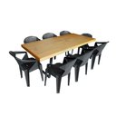 Ver imagem 1 de Conjunto Mesa Industrial Lanna 2,20 Ferragem Preta com 8 Cadeiras New Alegra Preta Preto