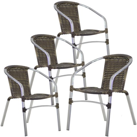 Conjunto 4 Cadeiras Floripa em Alumínio para Área, Cozinha, Jardim Trama Original