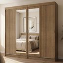 Ver imagem 1 de Conjunto 2 Guarda Roupas 4 Portas de Correr com Espelhos Tokio MDP Rustic Madesa