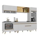 Ver imagem 2 de Cozinha Modulada Completa Compacta 287cm com Balcão para Cooktop Veneza Multimóveis Mp2269 Branco