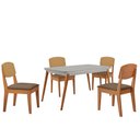 Ver imagem 2 de Mesa de Jantar Copper 120cm Tampo Canto Copo Mdf Vidro com 4 Cadeiras Copper Premium Moderna Mobília