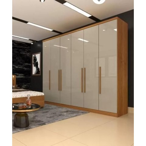 Guarda Roupa Casal 6 Portas 4 Gavetas 239cm Veneza Cinamomo/Off White - TCIL Móveis