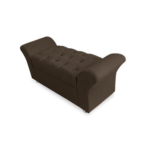 Calçadeira Baú Com Capitonê Veneza Cama Queen 160 cm Suede Marrom LM DECOR