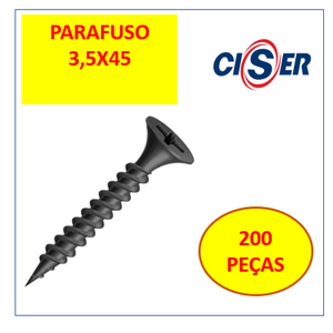 Parafusos Drywall Ponta Agulha 3,5x45 Cab/ Trobeta 200 Pçs