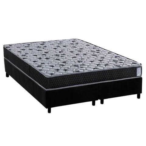 Conjunto Box Queen: Colchão Espuma Herval Ag65 Vitre + Base Crc Suede Black (158x198)