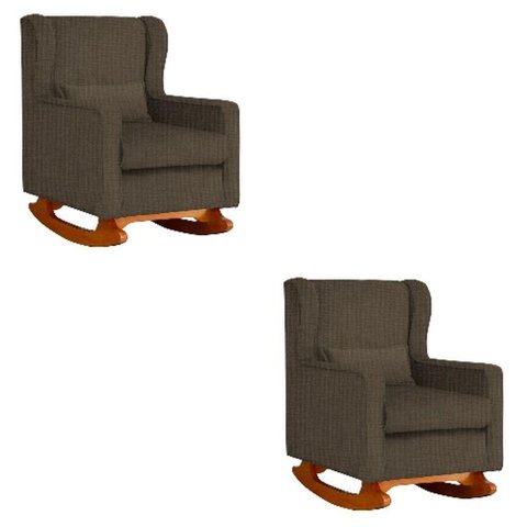 Kit 2 Poltrona Aurora Balanço Vovo Linho Marrom - Fm