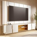 Ver imagem 1 de Painel para TV e Rack para Sala Gior 75 pol 240cm MDF-MDP com LED Off-Freijó Mpozenato