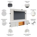 Ver imagem 2 de Painel para TV e Rack para Sala Gior 75 pol 240cm MDF-MDP com LED Off-Freijó Mpozenato