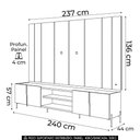 Ver imagem 4 de Painel para TV e Rack para Sala Gior 75 pol 240cm MDF-MDP com LED Off-Freijó Mpozenato