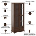 Ver imagem 2 de Cristaleira Ethos F06 2 Portas 3 Prateleiras com Gaveta Café Lyam Decor