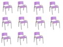 Ver imagem 1 de Kit 11 Cadeiras Infantil Iso, Escola, Base Cinza- Lilas