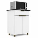 Ver imagem 2 de Balcão Multiuso para Forno e Micro-Ondas 2 Portas Gaveta com Rodízios J Carvalho Branco/Preto