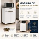 Ver imagem 4 de Balcão Multiuso para Forno e Micro-Ondas 2 Portas Gaveta com Rodízios J Carvalho Branco/Preto