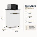 Ver imagem 6 de Balcão Multiuso para Forno e Micro-Ondas 2 Portas Gaveta com Rodízios J Carvalho Branco/Preto