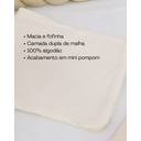 Ver imagem 4 de Manta Cueiro Bebê Malha com Pompom 70x80cm: Palha