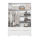 Ver imagem 3 de Guarda-Roupa Casal Domo 4 Portas 4 Gavetas com Espelho Branco - Demóbile