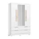 Ver imagem 2 de Guarda-Roupa Casal Domo 4 Portas 4 Gavetas com Espelho Branco - Demóbile