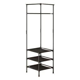 Arara Cabideira de Canto Prateleira 3 Andares Rack Sapateira Calçado Chinelo Gancho Multiuso Roupa B - 5