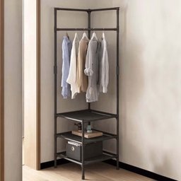 Arara Cabideira de Canto Prateleira 3 Andares Rack Sapateira Calçado Chinelo Gancho Multiuso Roupa B - 3
