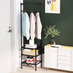 Arara Cabideira de Canto Prateleira 3 Andares Rack Sapateira Calçado Chinelo Gancho Multiuso Roupa B - 11