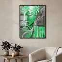 Ver imagem 1 de Quadro Decorativo Buda Verde - 70x50cm:moldura Preta