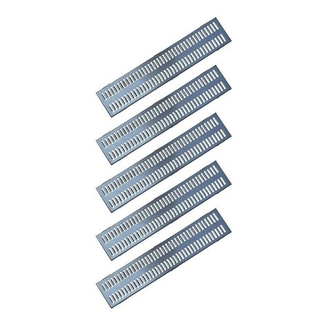 Kit 5 Ralo Grelha Linear e Caixilho Aço Galvanizado 20x100cm
