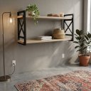 Ver imagem 2 de Prateleira Parede 2 Andares Madeira Pinus 15x60cm Suporta 30kg