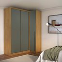 Ver imagem 1 de Guarda Roupa de Canto Porta de Correr 3 Portas Mdf Altezza Trend Belmax:freijó/titânio