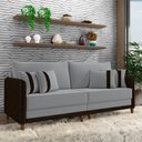 Ver imagem 1 de Sofá Montecarlo 2 Lugares 212cm Veludo/pu Cinza/marrom