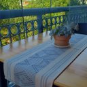 Ver imagem 2 de Caminho de Mesa Artesanal Algodão Cru Rústico Cinza 33x105