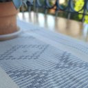 Ver imagem 3 de Caminho de Mesa Artesanal Algodão Cru Rústico Cinza 33x105