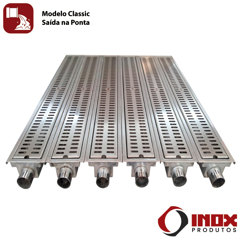 Ralo Inox Classic com Saída na Ponta - Inox 304 - 200x20x07 Cm - 2