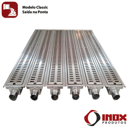 Ralo Inox Classic com Saída na Ponta - Inox 304 - 200x20x07 Cm - 2