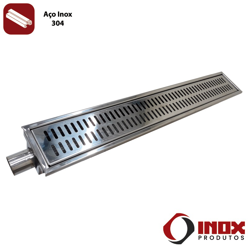 Ralo Inox Classic com Saída na Ponta - Inox 304 - 200x20x07 Cm - 3
