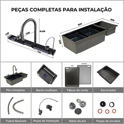 Cuba Cozinha Gourmet Inox 304 Preta Multifuncional com Calha - 3