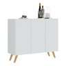 Aparador Buffet 3 Portas Retrô Veneza Multimóveis MP1009 Branco/Natural - 3