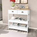 Ver imagem 1 de Aparador de Sala Colonial 2 Gavetas com 2 Prateleiras 85cm Mel Branco