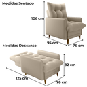 Ver imagem 3 de Poltrona de Amamentaçao e Puff Montreal Veludo Light Bege Milani Store