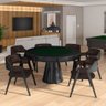 Conjunto Mesa de Jogos Carteado Bellagio Tampo Reversível e 6 Cadeiras Madeira Poker Base Cone Pu Ma - 1