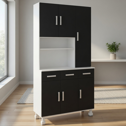 Cozinha Modulada Master 6 Portas 3 Gavetas Branco Preto Formimóveis