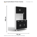 Ver imagem 5 de Cozinha Modulada Master 6 Portas 3 Gavetas Branco Preto Formimóveis