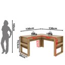 Ver imagem 4 de Escrivaninha Mesa Escritório em L com Detalhe Ripado ME4145 136cm Amendoa Marrom