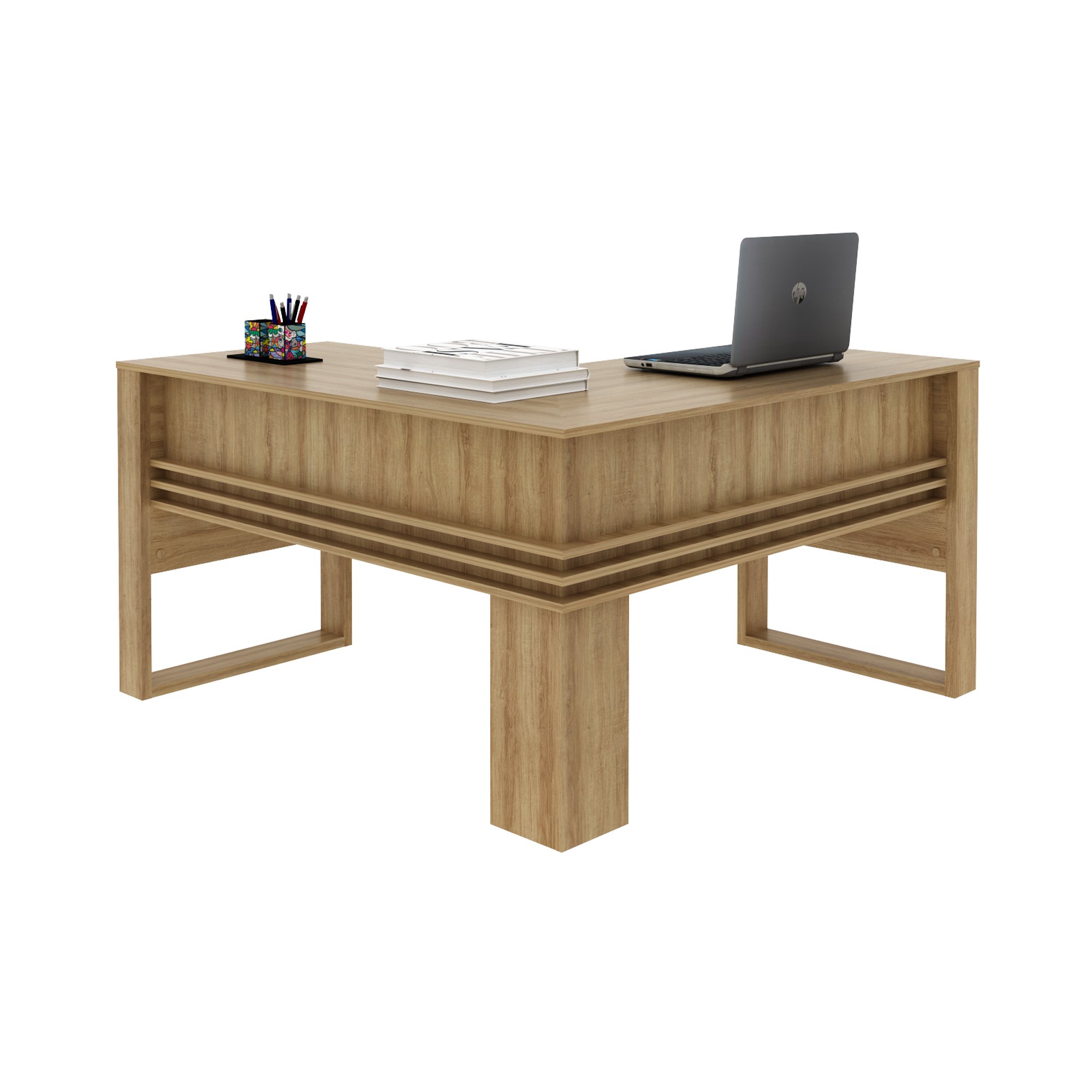 Mesa para Escritório 136cm em L com Detalhe Ripado ME4145 - 3