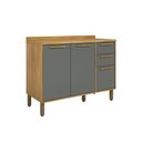 Ver imagem 2 de Balcão de Cozinha 120 cm Trebbiano 3 Portas 2 Gavetas 100% MDF Amêndoa/Platina - Rio Doce